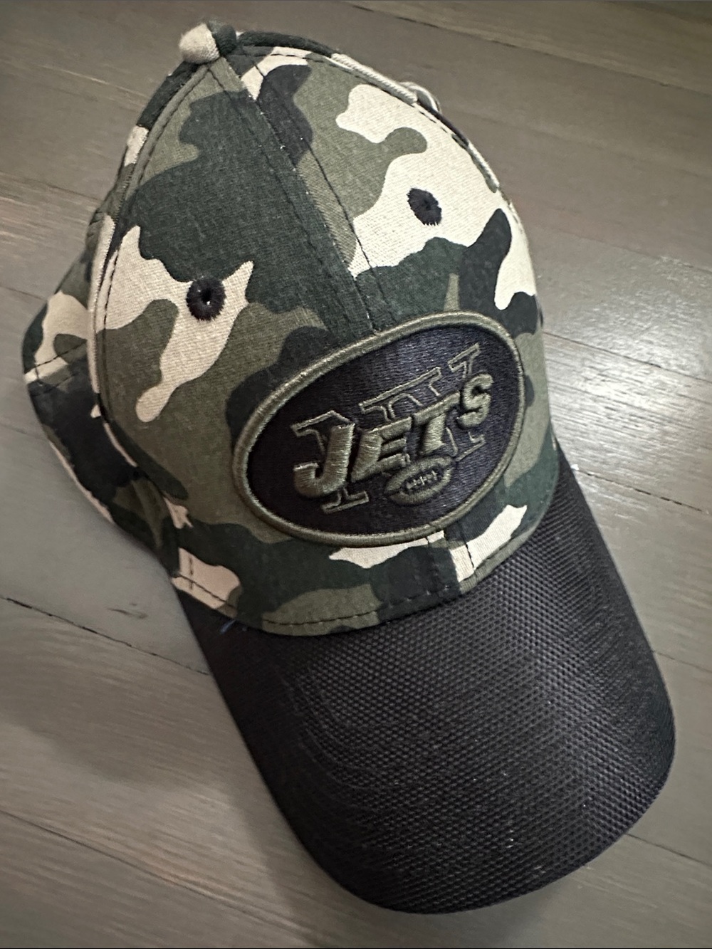 NFL New York Jets Camo Baseball Cap with Black Visor